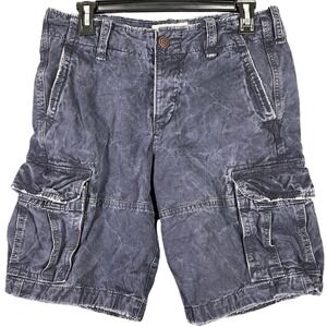 Abercrombie & Fitch Cargo Shorts Mens 30 Button Fly Washed Blue Y2K Baggy Skater